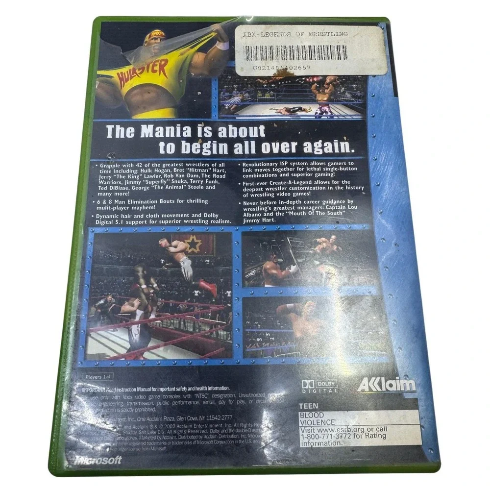 Legends of Wrestling Microsoft Xbox Game Acclaim Hulk Hogan NTSC 2002 CIB